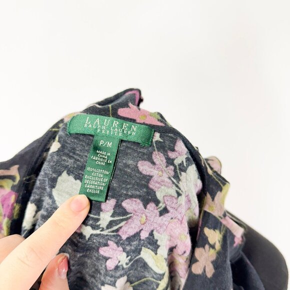 RALPH LAUREN RUFFLE TOP BLACK AND FLROAL PRINT - Picture 5 of 6